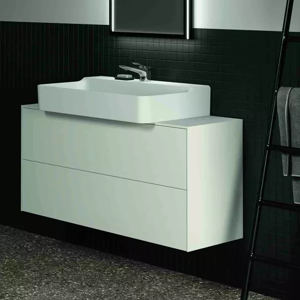 Dulap baza suspendat Ideal Standard Atelier Conca 2 sertare si blat cu decupaj central 120 cm alb mat [4]