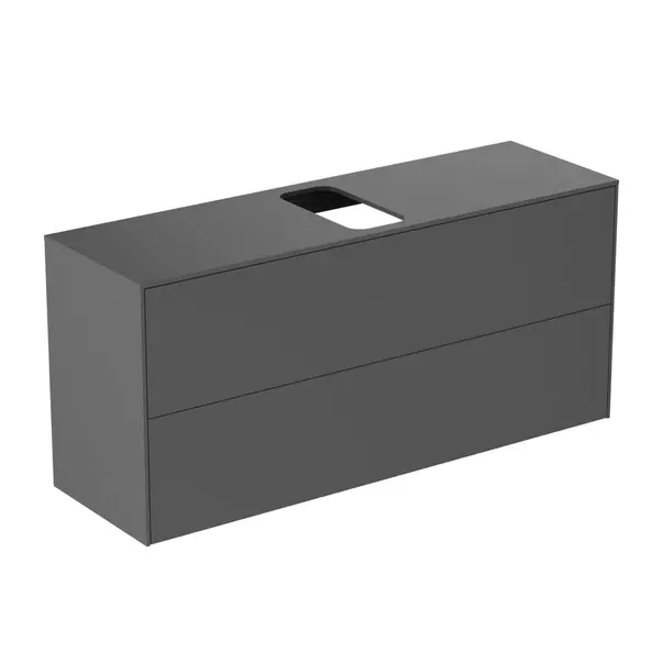 Mobilier Baie - Dulap baza suspendat Ideal Standard Atelier Conca 2 sertare si blat cu decupaj central 120 cm antracit mat