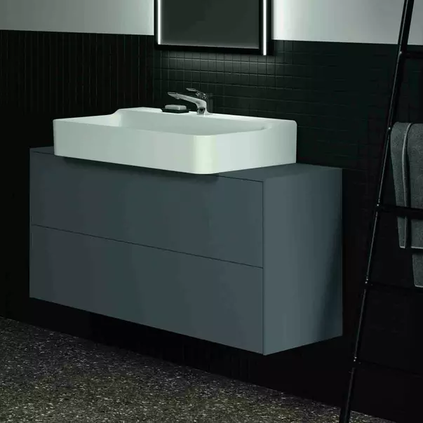 Dulap baza suspendat Ideal Standard Atelier Conca 2 sertare si blat cu decupaj central 120 cm antracit mat [3]