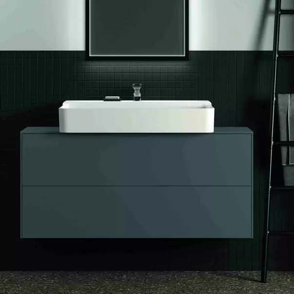 Dulap baza suspendat Ideal Standard Atelier Conca 2 sertare si blat cu decupaj central 120 cm antracit mat [4]