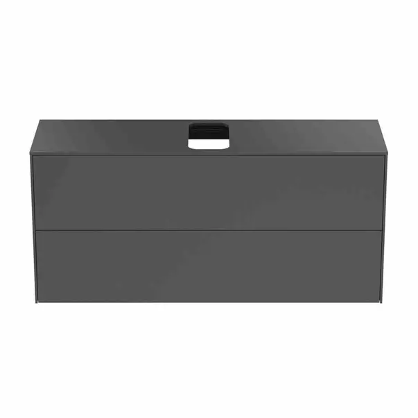 Dulap baza suspendat Ideal Standard Atelier Conca 2 sertare si blat cu decupaj central 120 cm antracit mat [5]