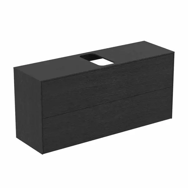 Dulap baza suspendat Ideal Standard Atelier Conca 2 sertare si blat cu decupaj central 120 cm finisaj stejar inchis [2]