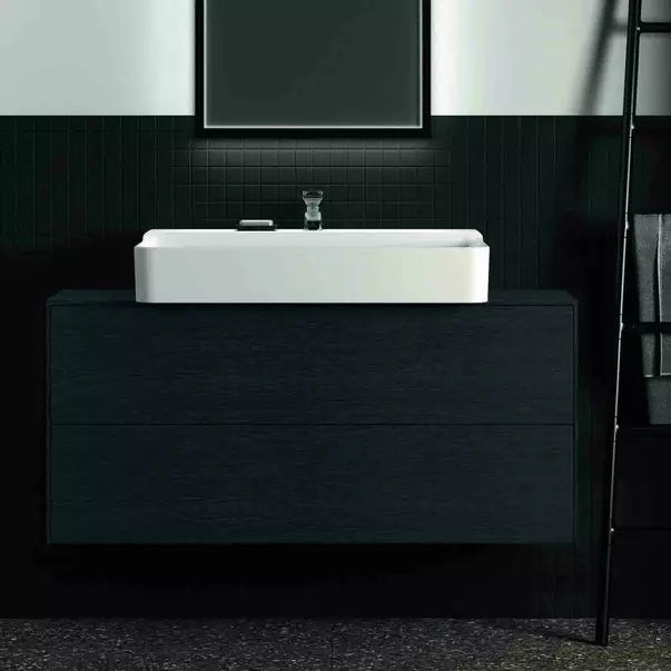Dulap baza suspendat Ideal Standard Atelier Conca 2 sertare si blat cu decupaj central 120 cm finisaj stejar inchis [3]