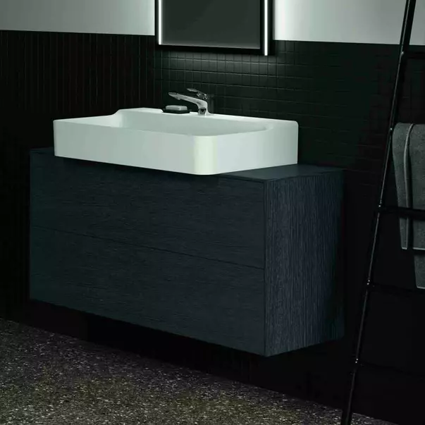 Dulap baza suspendat Ideal Standard Atelier Conca 2 sertare si blat cu decupaj central 120 cm finisaj stejar inchis [4]