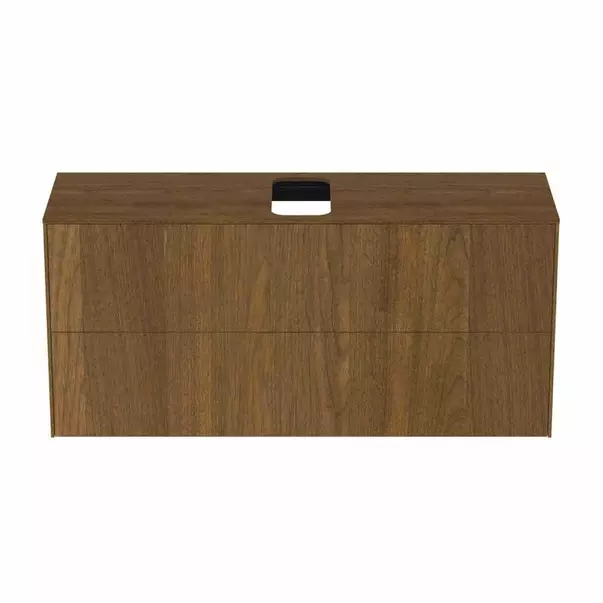 Dulap baza suspendat Ideal Standard Atelier Conca 2 sertare si blat cu decupaj central 120 cm finisaj nuc inchis [5]
