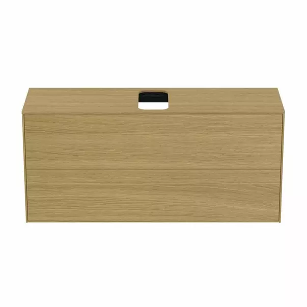 Dulap baza suspendat Ideal Standard Atelier Conca 2 sertare si blat cu decupaj central 120 cm finisaj stejar deschis [5]