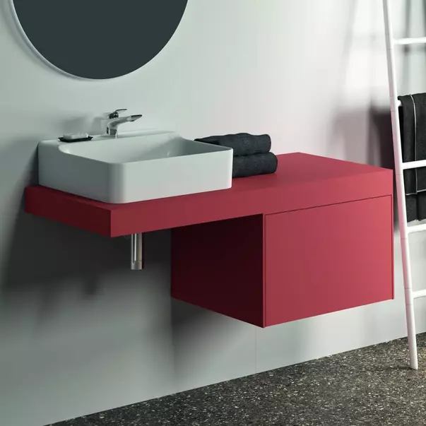  Dulapuri baie - Blat pentru lavoar Ideal Standard Atelier Conca fara decupaj rosu - oranj mat 120 cm