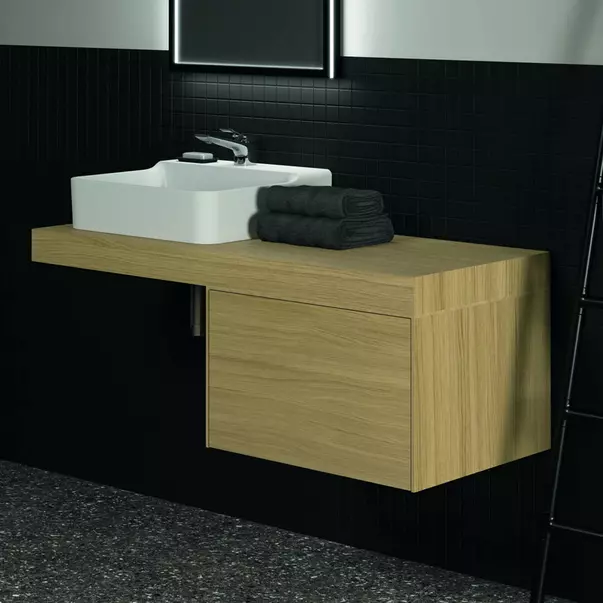  Dulapuri baie - Blat pentru lavoar Ideal Standard Atelier Conca fara decupaj finisaj stejar deschis 120 cm