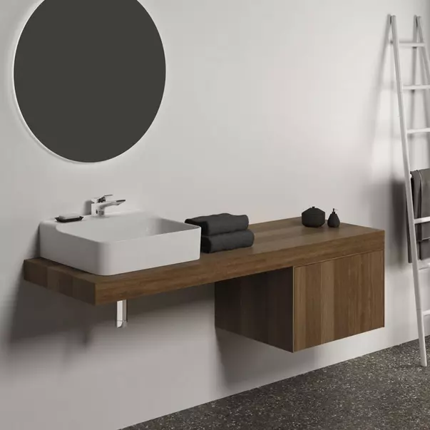 Blat pentru lavoar Ideal Standard Atelier Conca fara decupaj finisaj nuc inchis 160 cm [2]