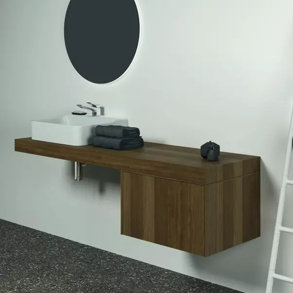 Blat pentru lavoar Ideal Standard Atelier Conca fara decupaj finisaj nuc inchis 160 cm [4]