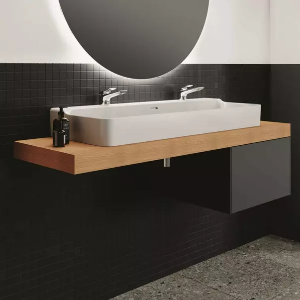  Dulapuri baie - Blat pentru lavoar Ideal Standard Atelier Conca fara decupaj finisaj stejar deschis 160 cm