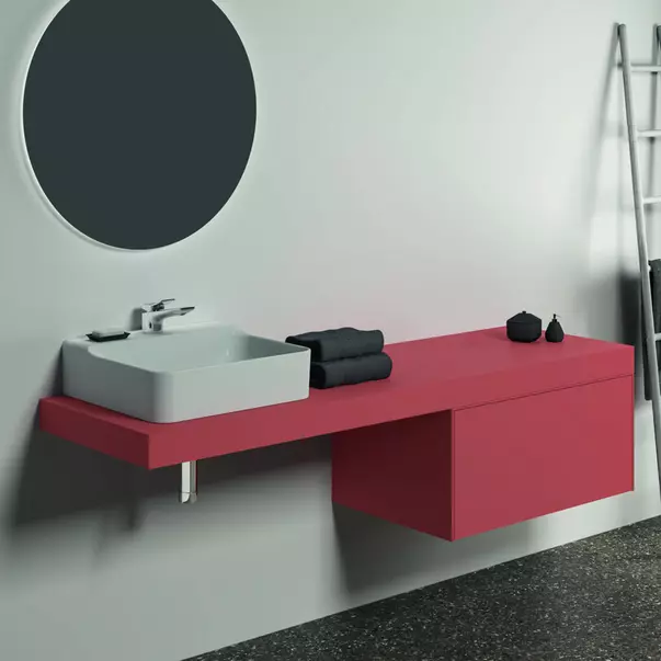 Blat pentru lavoar Ideal Standard Atelier Conca fara decupaj rosu - oranj mat 180 cm [2]
