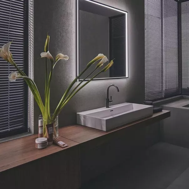  Dulapuri baie - Blat pentru lavoar Ideal Standard Atelier Conca fara decupaj finisaj nuc inchis 180 cm