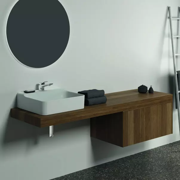 Blat pentru lavoar Ideal Standard Atelier Conca fara decupaj finisaj nuc inchis 180 cm [3]