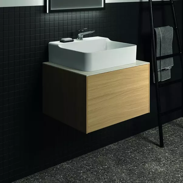 Mobilier Baie - Blat ceramic pentru lavoar Ideal Standard Atelier Conca 60 cm finisaj alb marmura