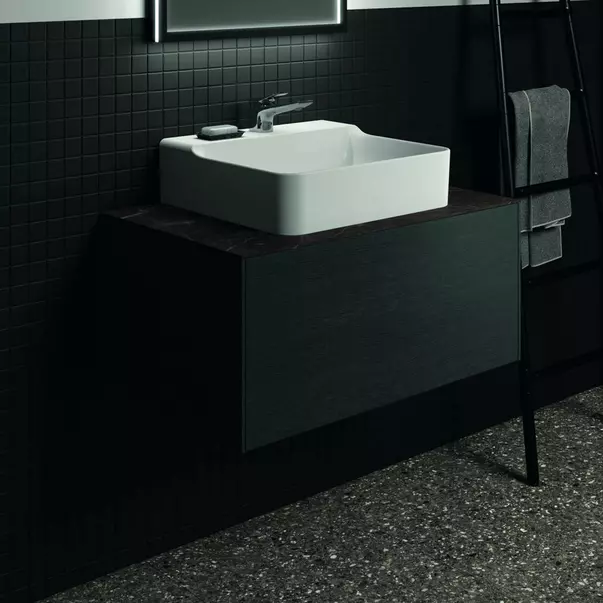 Blat ceramic pentru lavoar Ideal Standard Atelier Conca 80 cm finisaj negru marmura [2]
