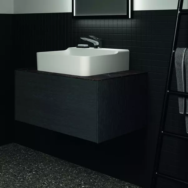 Blat ceramic pentru lavoar Ideal Standard Atelier Conca 80 cm finisaj negru marmura [3]
