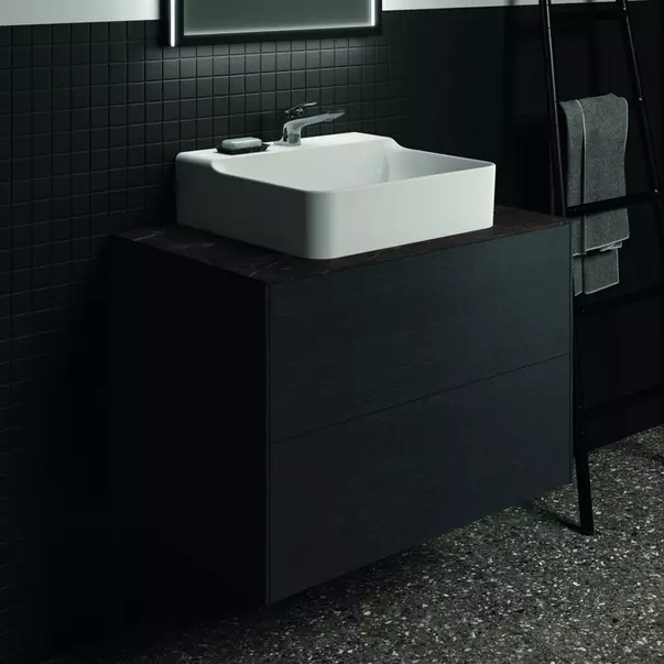Blat ceramic pentru lavoar Ideal Standard Atelier Conca 80 cm finisaj negru marmura [5]