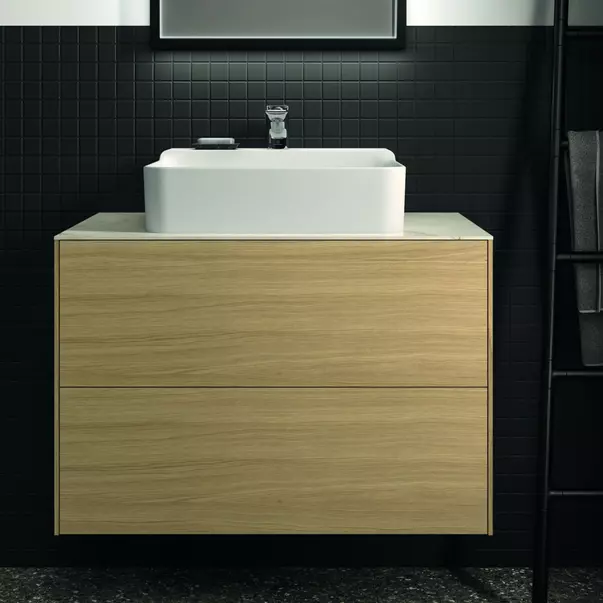 Blat ceramic pentru lavoar Ideal Standard Atelier Conca 80 cm finisaj alb marmura [4]