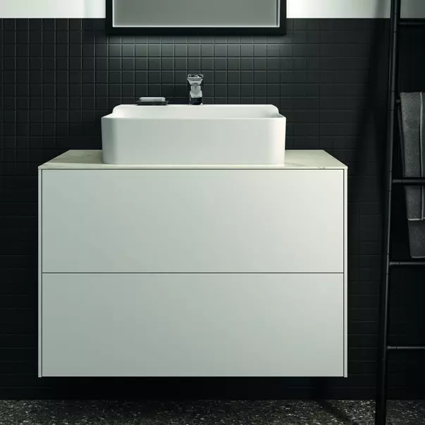 Blat ceramic pentru lavoar Ideal Standard Atelier Conca 80 cm finisaj alb marmura [6]