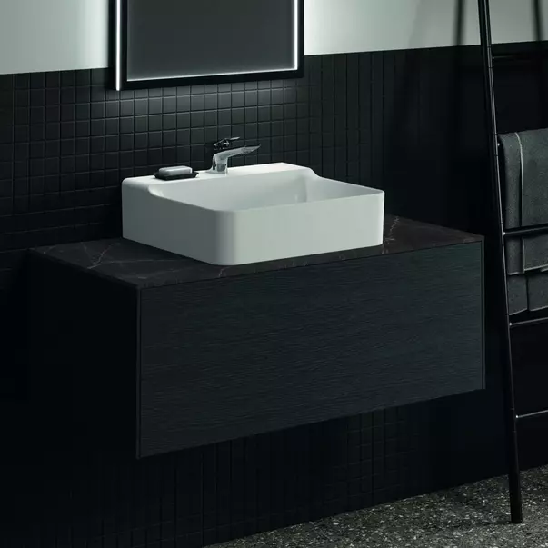 Blat ceramic pentru lavoar Ideal Standard Atelier Conca 100 cm finisaj negru marmura [2]