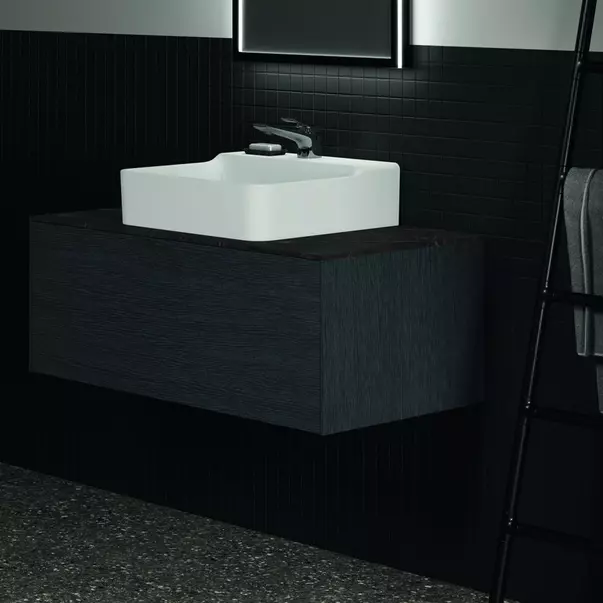 Blat ceramic pentru lavoar Ideal Standard Atelier Conca 100 cm finisaj negru marmura [3]