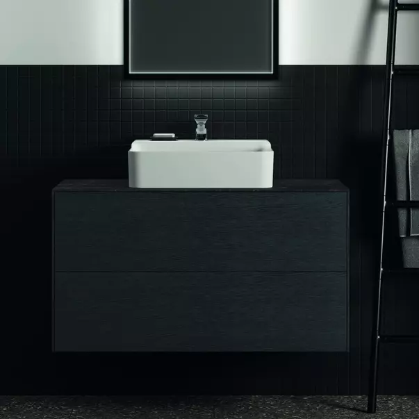 Blat ceramic pentru lavoar Ideal Standard Atelier Conca 100 cm finisaj negru marmura [4]