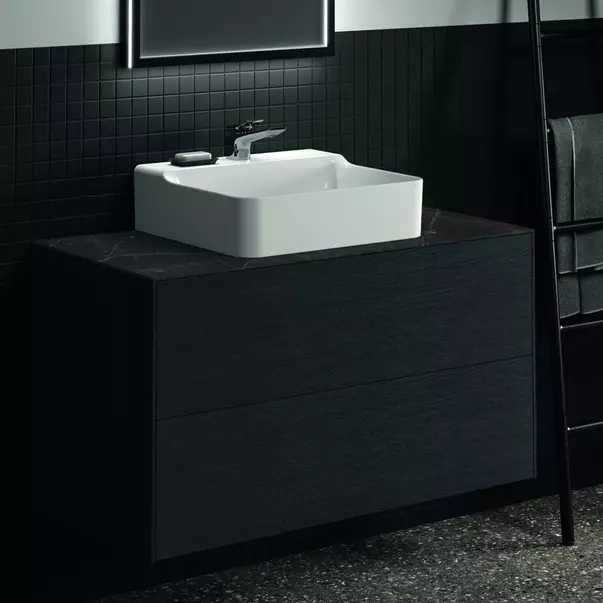Blat ceramic pentru lavoar Ideal Standard Atelier Conca 100 cm finisaj negru marmura [5]