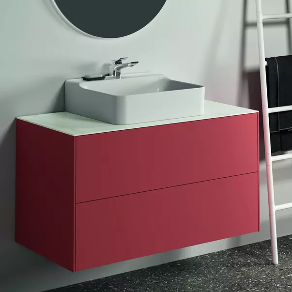 Blat ceramic pentru lavoar Ideal Standard Atelier Conca 100 cm finisaj alb marmura [2]