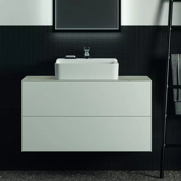Blat ceramic pentru lavoar Ideal Standard Atelier Conca 100 cm finisaj alb marmura [3]