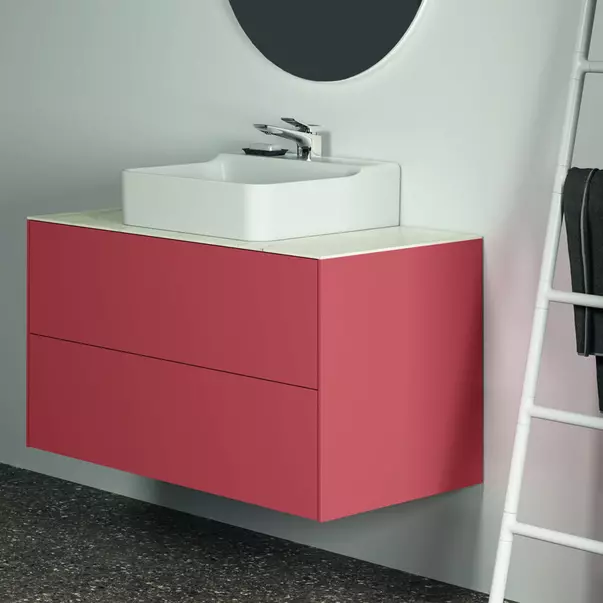 Blat ceramic pentru lavoar Ideal Standard Atelier Conca 100 cm finisaj alb marmura [5]