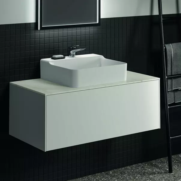 Blat ceramic pentru lavoar Ideal Standard Atelier Conca 100 cm finisaj alb marmura [6]