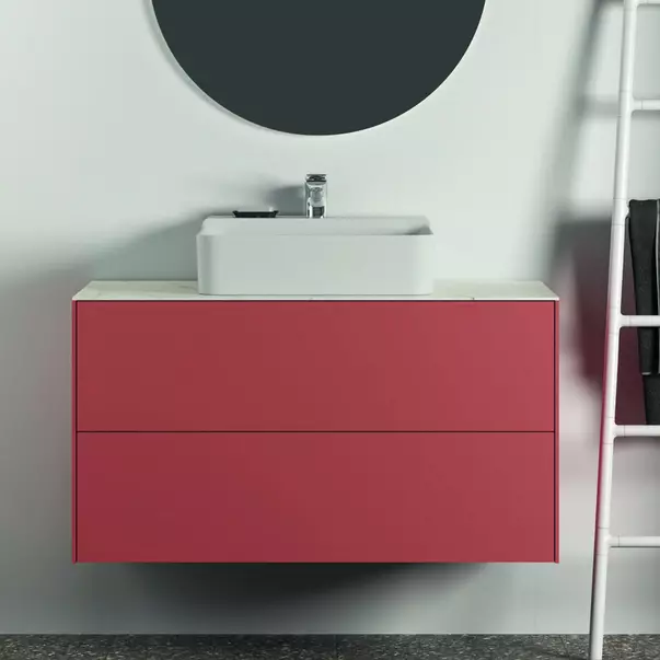 Blat ceramic pentru lavoar Ideal Standard Atelier Conca 100 cm finisaj alb marmura [7]