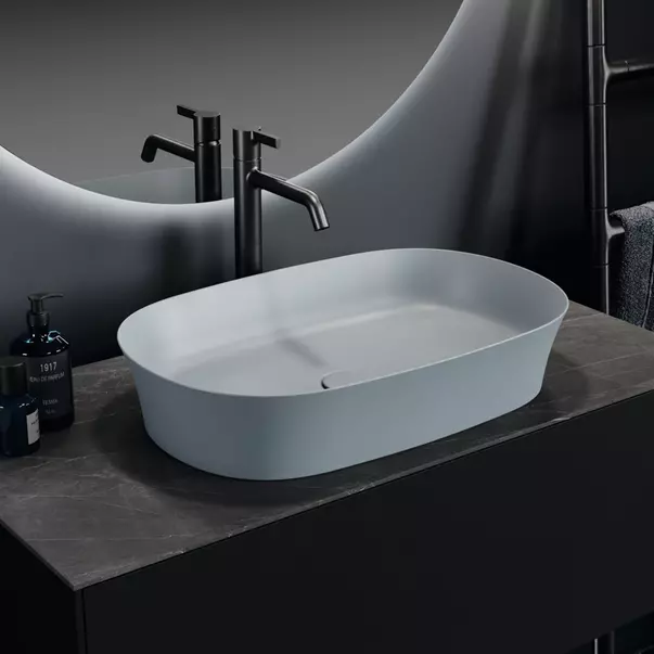  Dulapuri baie - Blat ceramic pentru lavoar Ideal Standard Atelier Conca 100 cm finisaj gri deschis