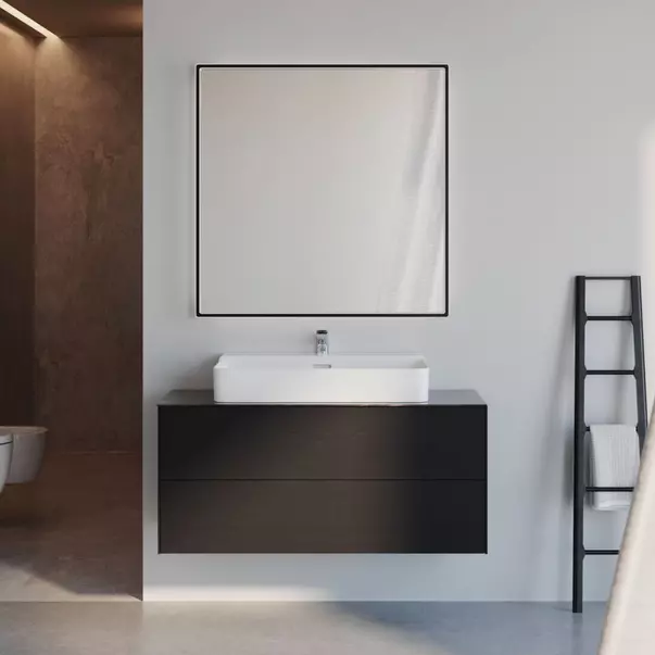  Dulapuri baie - Blat ceramic pentru lavoar Ideal Standard Atelier Conca 120 cm finisaj negru marmura