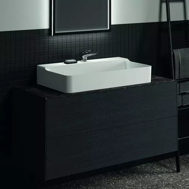 Blat ceramic pentru lavoar Ideal Standard Atelier Conca 120 cm finisaj negru marmura [7]