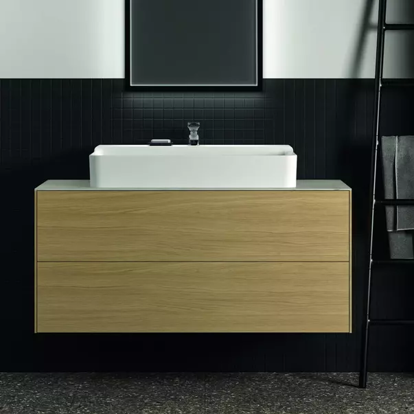Blat ceramic pentru lavoar Ideal Standard Atelier Conca 120 cm finisaj alb marmura [5]