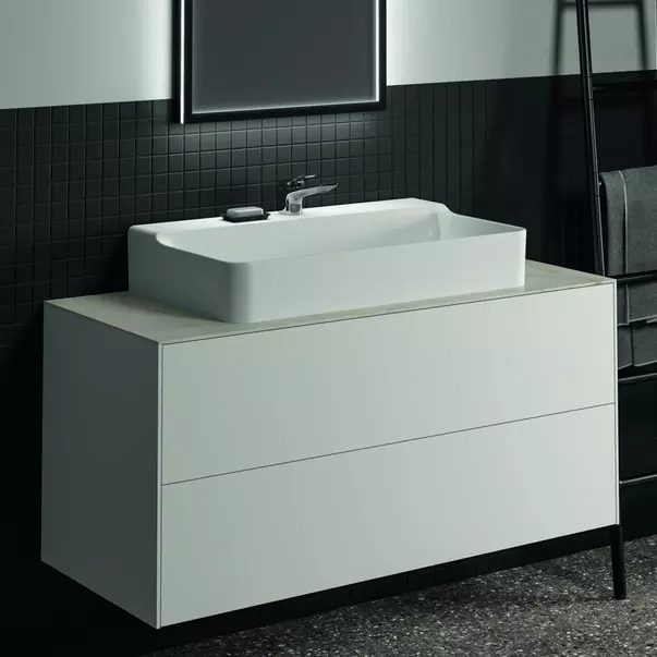 Blat ceramic pentru lavoar Ideal Standard Atelier Conca 120 cm finisaj alb marmura [6]