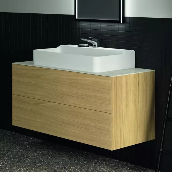 Blat ceramic pentru lavoar Ideal Standard Atelier Conca 120 cm finisaj alb marmura [7]