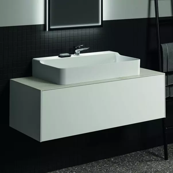 Blat ceramic pentru lavoar Ideal Standard Atelier Conca 120 cm finisaj alb marmura [8]