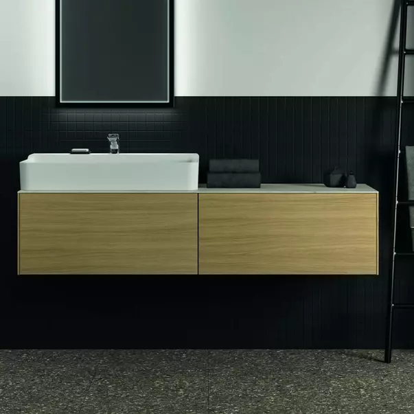Dulap baza suspendat Ideal Standard Atelier Conca finisaj stejar deschis 2 sertare 160 cm [3]