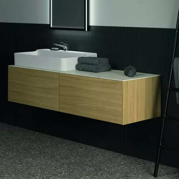 Dulap baza suspendat Ideal Standard Atelier Conca finisaj stejar deschis 2 sertare 160 cm [4]