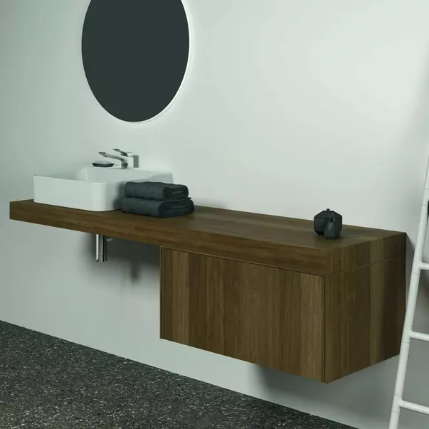 Dulap baza suspendat Ideal Standard Atelier Conca finisaj nuc inchis 1 sertar 80 cm [5]