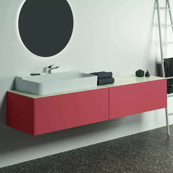  Dulapuri baie - Dulap baza suspendat Ideal Standard Atelier Conca rosu - oranj mat 2 sertare 200 cm