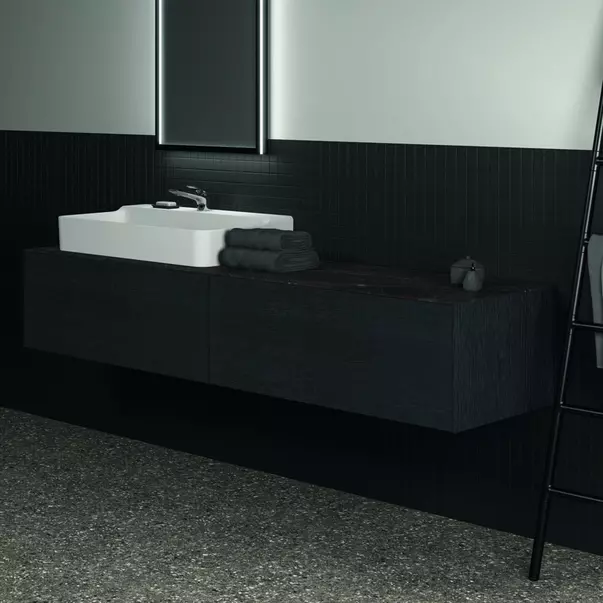 Dulap baza suspendat Ideal Standard Atelier Conca finisaj stejar inchis 2 sertare 200 cm [4]