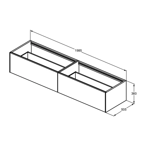 Dulap baza suspendat Ideal Standard Atelier Conca finisaj stejar inchis 2 sertare 200 cm [6]