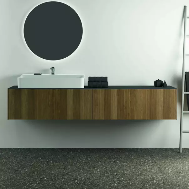 Dulap baza suspendat Ideal Standard Atelier Conca finisaj nuc inchis 2 sertare 200 cm [3]