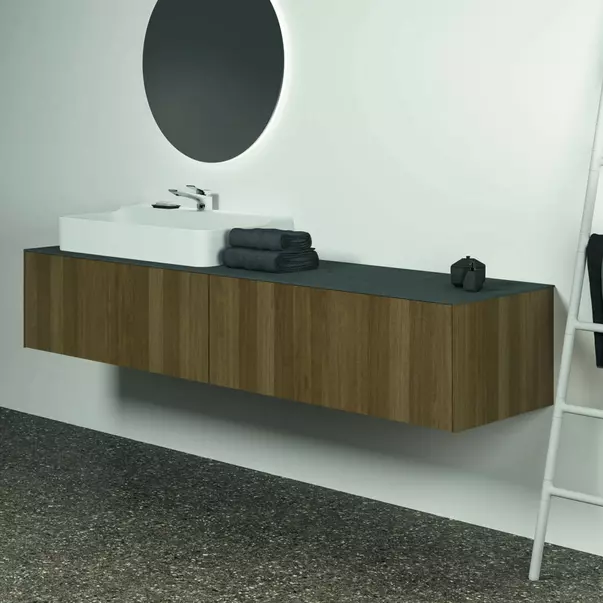 Dulap baza suspendat Ideal Standard Atelier Conca finisaj nuc inchis 2 sertare 200 cm [4]