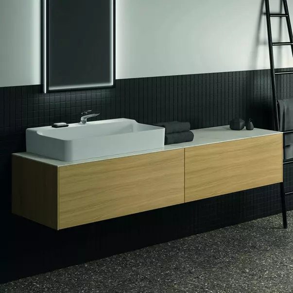  Dulapuri baie - Dulap baza suspendat Ideal Standard Atelier Conca finisaj stejar deschis 2 sertare 200 cm