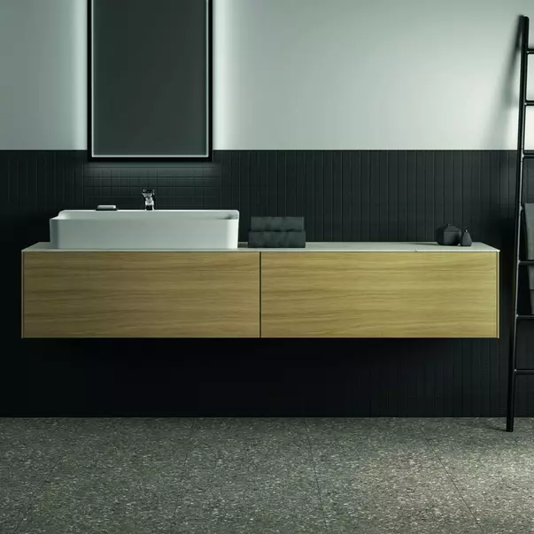 Dulap baza suspendat Ideal Standard Atelier Conca finisaj stejar deschis 2 sertare 200 cm [3]
